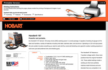 Screenshot of HobartWelders.com printable interface