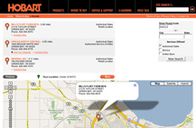 Screenshot of HobartWelders.com dealer locator