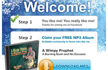 Screenshot of Free CD Facebook promo