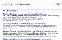 Screenshot of search engine rankings