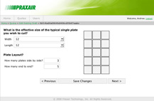 Screenshot of Praxair Online Quotation System